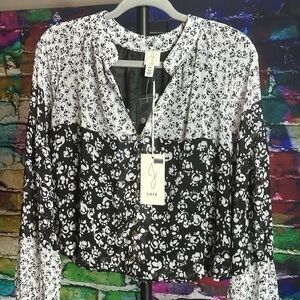 NWT Blouse by Joie, Black and White Floral, Size Small